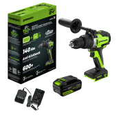 Аккумуляторная дрель-шуруповерт GREENWORKS 24V GD24DD140 (3707607) бесщеточная без аккумулятора и зарядного устройства