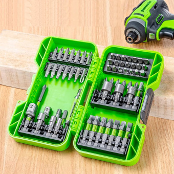 GREENWORKS Набор бит, торцевых головок и адаптеров в кейсе 70 шт. (2944407)