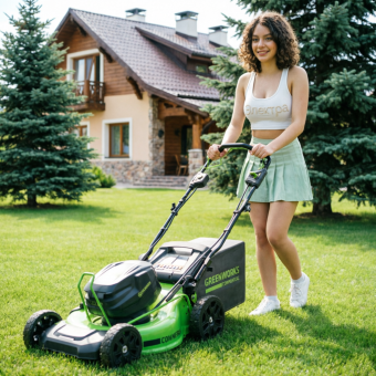 Аккумуляторная самоходная газонокосилка GREENWORKS 82V GC82LM51SP2 (2515907)