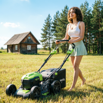 Самоходная аккумуляторная газонокосилка GREENWORKS 40V GD40LM46SP (2506807)