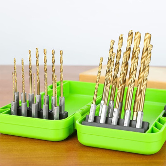 GREENWORKS Набор сверл HSS-TiN 1,5-8,0 мм с шестигранным хвостовиком в кейсе 22 шт. (2943907)