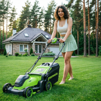 Аккумуляторная газонокосилка GREENWORKS 40V GD40LM411 (2521007)