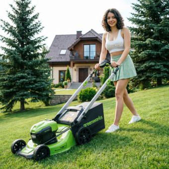 Самоходная аккумуляторная газонокосилка GREENWORKS 40V GD40LM48SP (2517407)