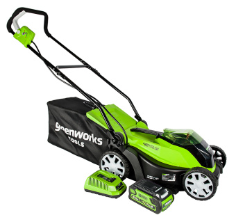 Аккумуляторная газонокосилка GREENWORKS 40V G40LM35 (2501907) без аккумулятора и зарядного устройства